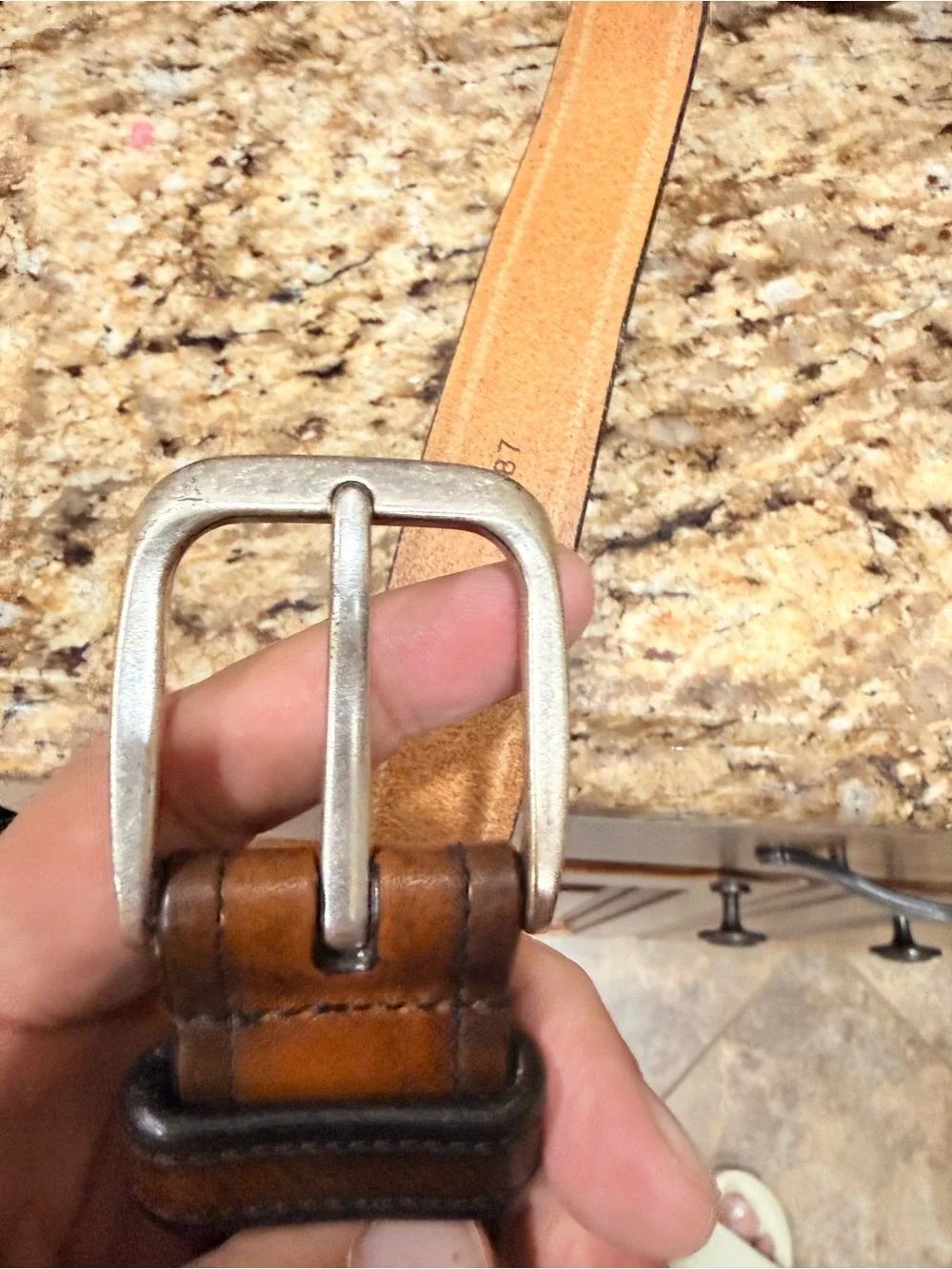 Vintage Allen Edmonds Brown Leather Belt with Nickel Buckle Men’s